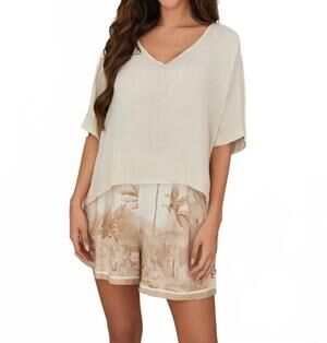 NEW MILIO MILANO solman linen top in beige